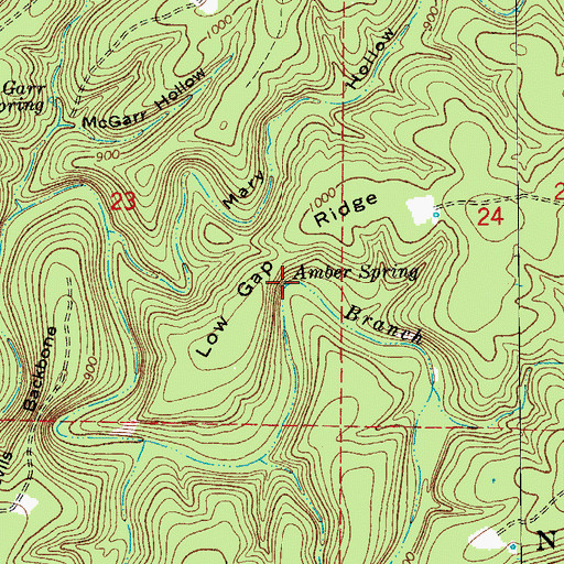 Topographic Map of Amber Spring, MO
