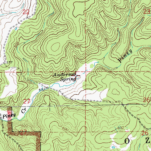 Topographic Map of Anderson Spring, MO