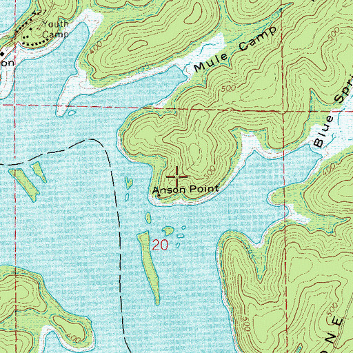 Topographic Map of Anson Point, MO