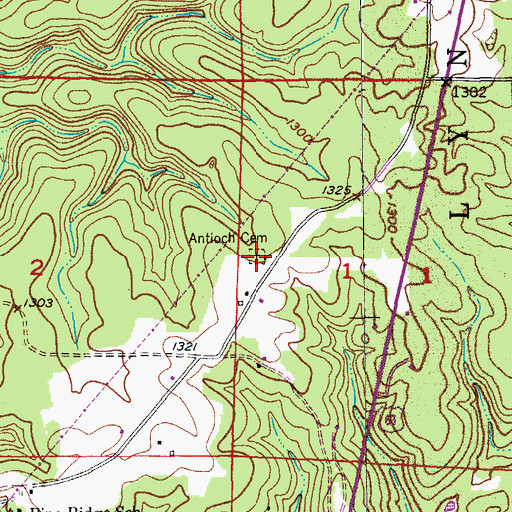 Topographic Map of Antioch Cemetery, MO