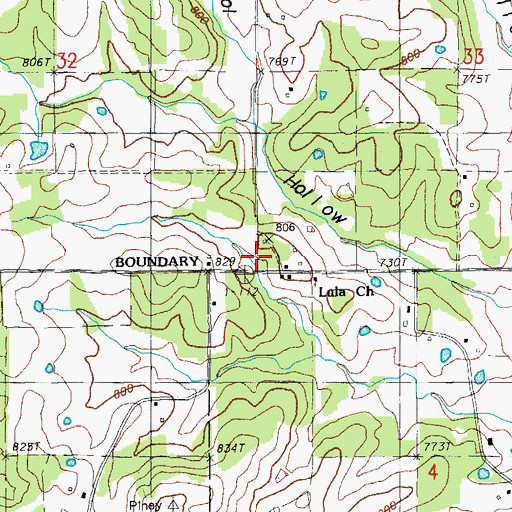 Topographic Map of Antioch Church (historical), MO