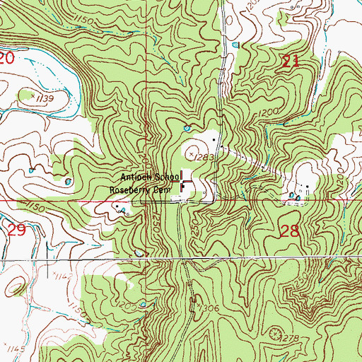 Topographic Map of Antioch School, MO