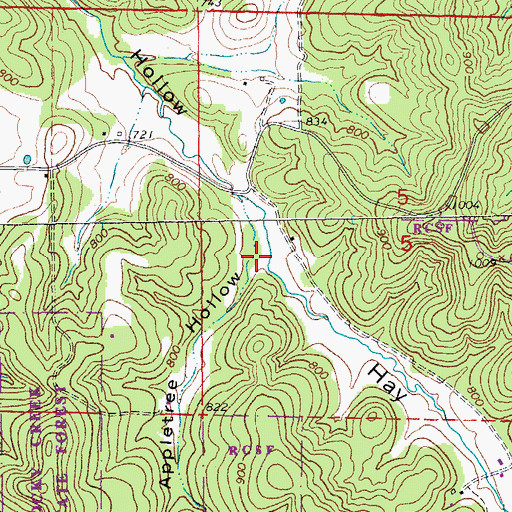 Topographic Map of Appletree Hollow, MO