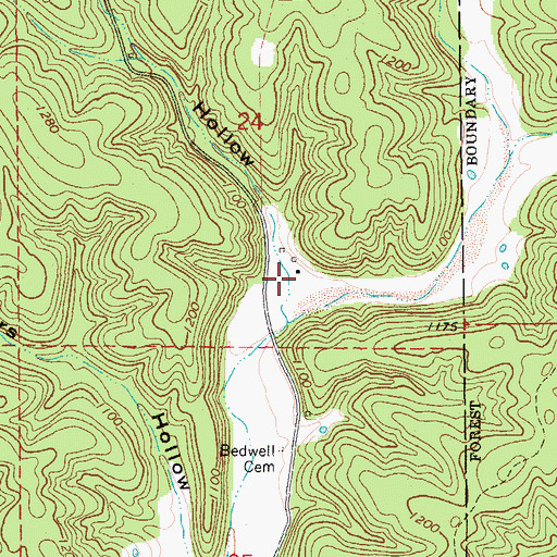 Topographic Map of Asbridge Hollow, MO