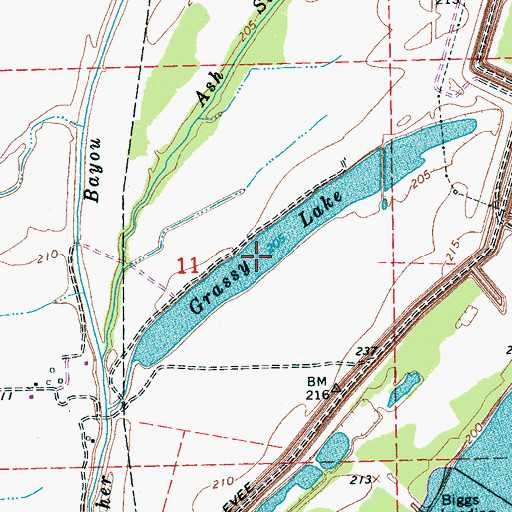Topographic Map of Grassy Lake, AR