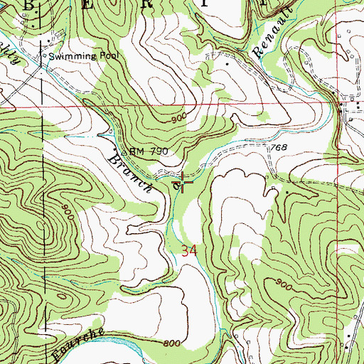 Topographic Map of Ashly Branch, MO
