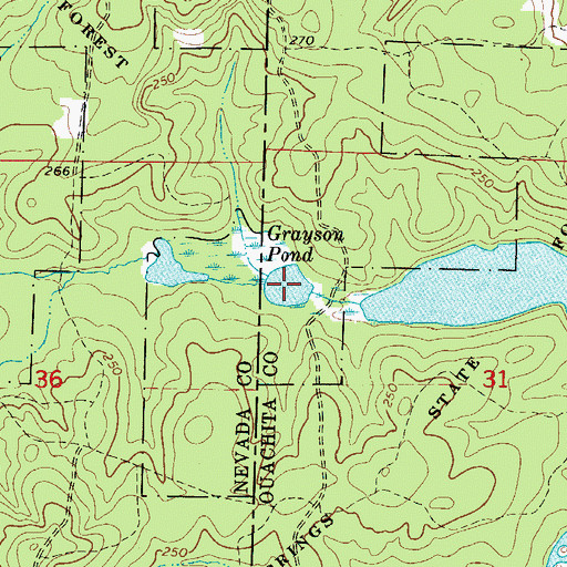 Topographic Map of Grayson Pond, AR