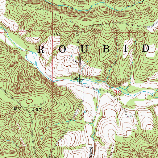 Topographic Map of Baker Branch, MO
