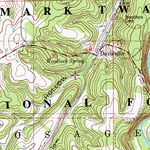Topographic Map of Baker Hollow, MO