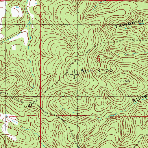 Topographic Map of Bald Knob, MO