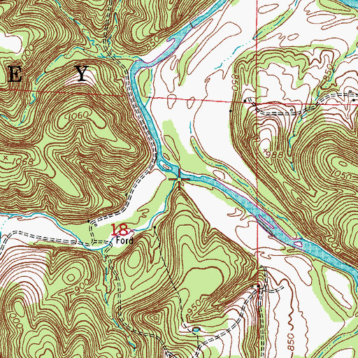 Topographic Map of Bald Ridge Creek, MO