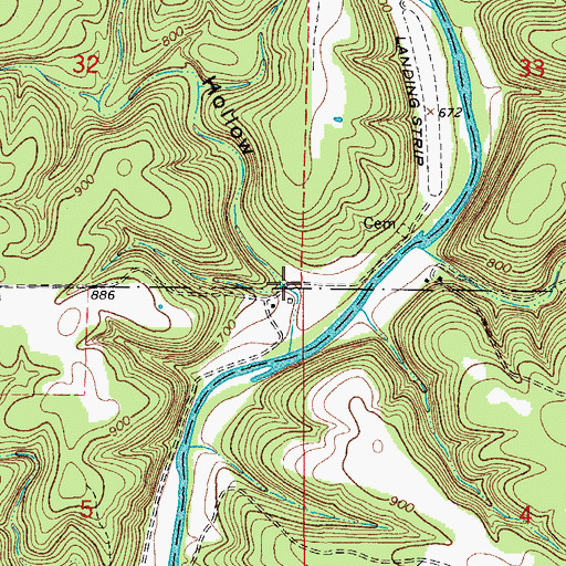 Topographic Map of Ball Pond Hollow, MO
