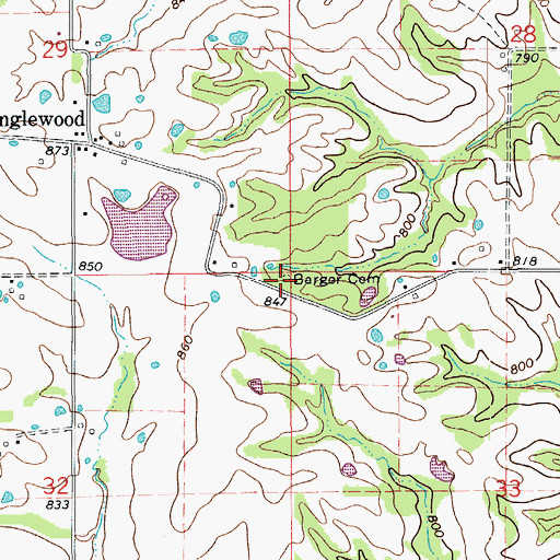 Topographic Map of Barger Cemetery, MO