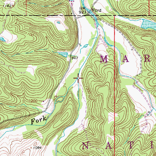 Topographic Map of Barney Creek, MO