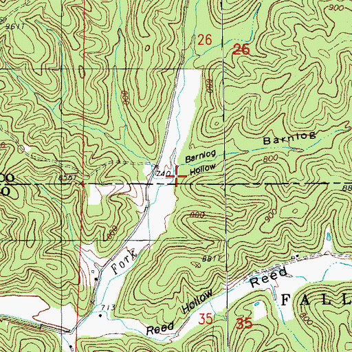 Topographic Map of Barnlog Hollow, MO