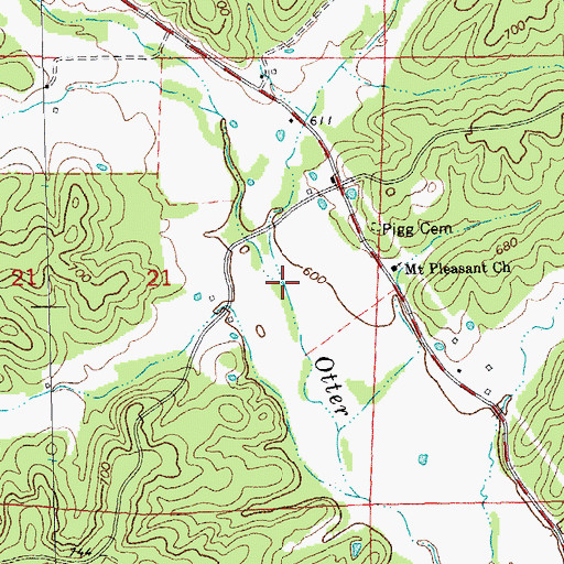 Topographic Map of Barren Fork, MO