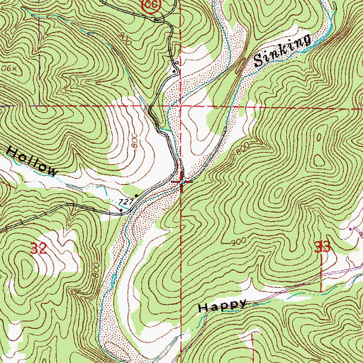 Topographic Map of Barren Fork, MO