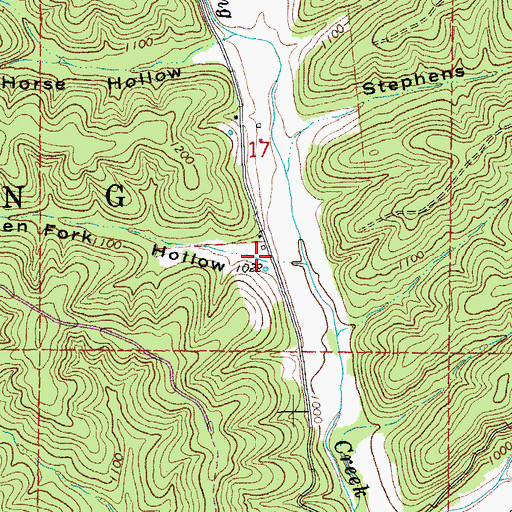 Topographic Map of Barren Fork Hollow, MO