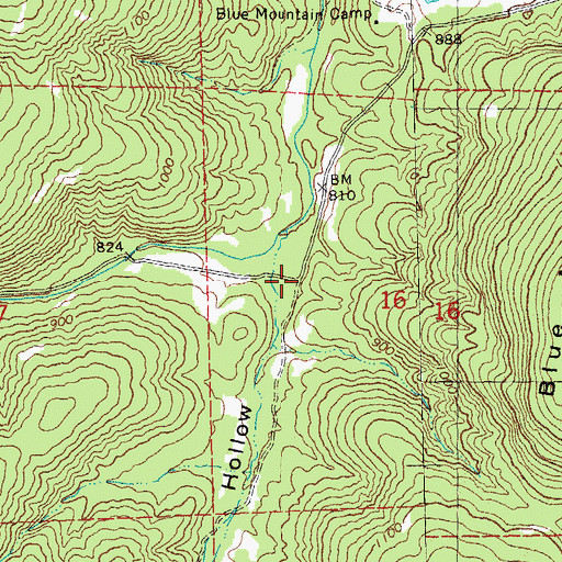 Topographic Map of Barren Hollow, MO