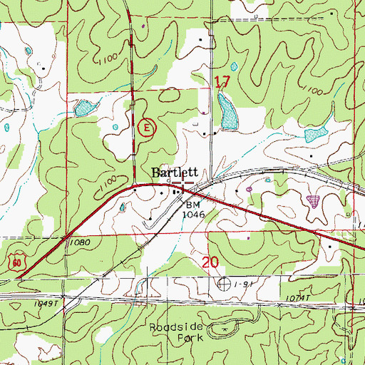 Topographic Map of Bartlett, MO