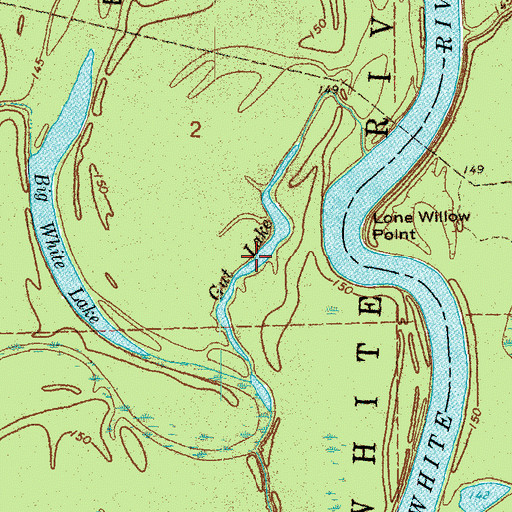 Topographic Map of Gut Lake, AR