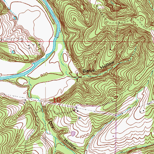 Topographic Map of Basin Hollow, MO