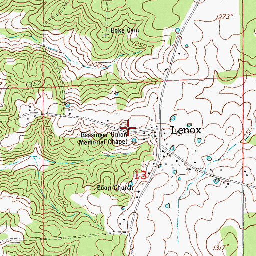 Topographic Map of Bassinger Union Memorial Chapel, MO