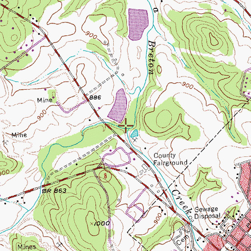 Topographic Map of Bates Creek, MO