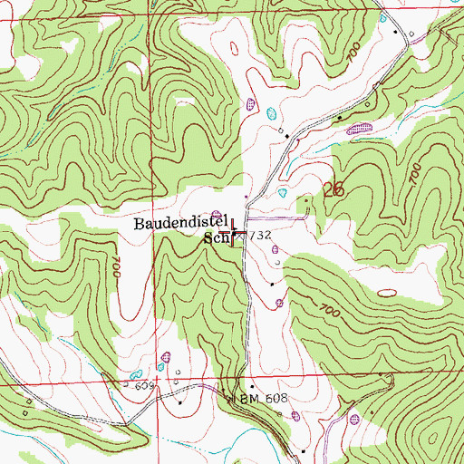 Topographic Map of Baudendistel School, MO