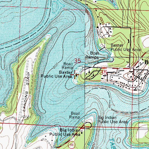 Topographic Map of Baxter Public Use Area, MO
