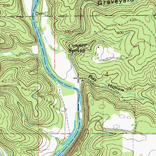 Topographic Map of Bay Hollow, MO