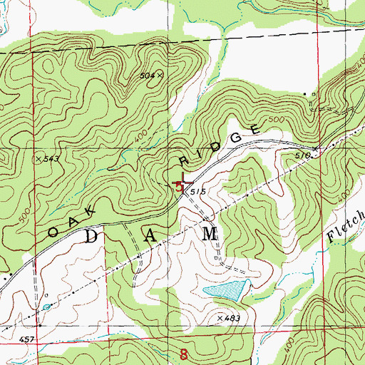 Topographic Map of Bay Springs School, MO