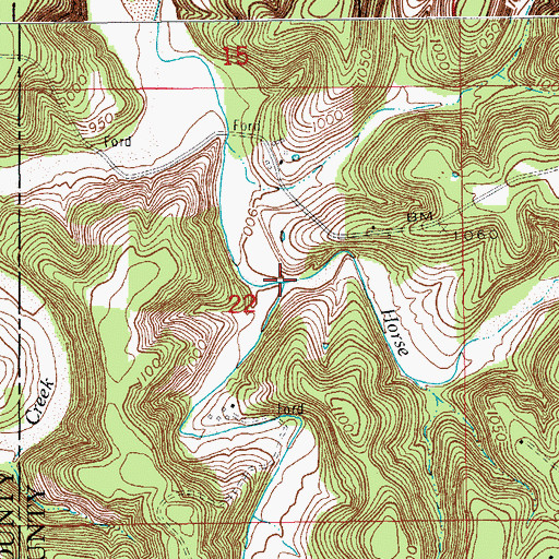 Topographic Map of Bean Creek, MO