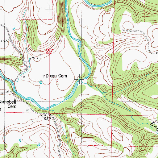 Topographic Map of Bear Branch, MO