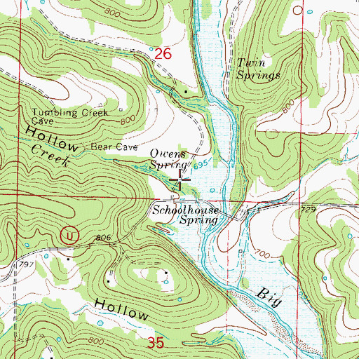 Topographic Map of Bear Cave Hollow, MO
