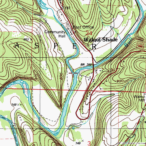 Topographic Map of Bear Creek, MO