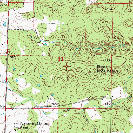 Topographic Map of Bear Mountain, MO