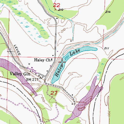 Topographic Map of Haley Lake, AR