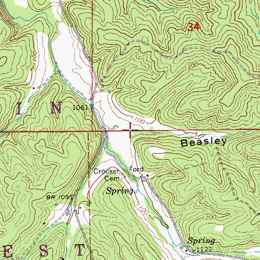 Topographic Map of Beasley Hollow, MO
