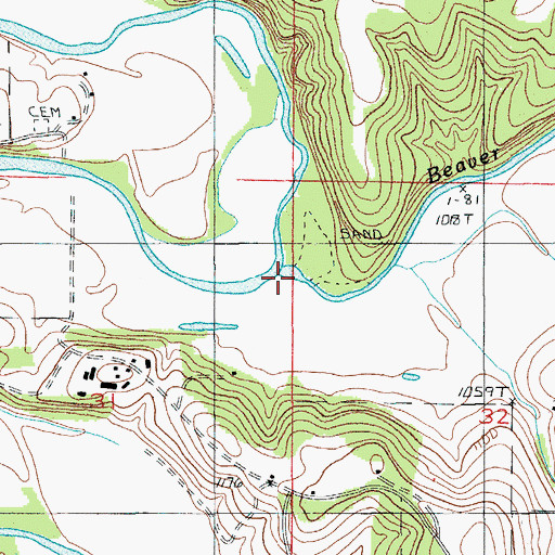 Topographic Map of Beaver Creek, MO