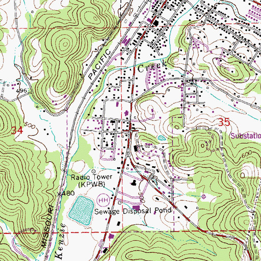 Topographic Map of Beckville, MO
