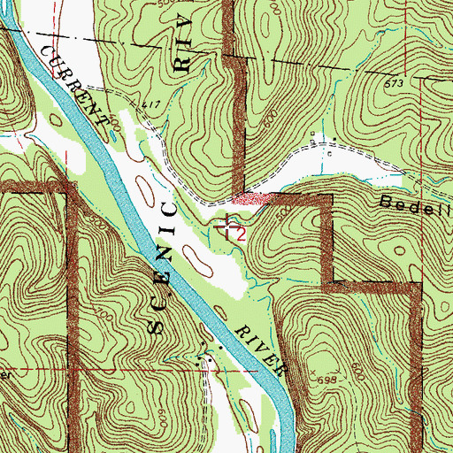 Topographic Map of Bedell Hollow, MO