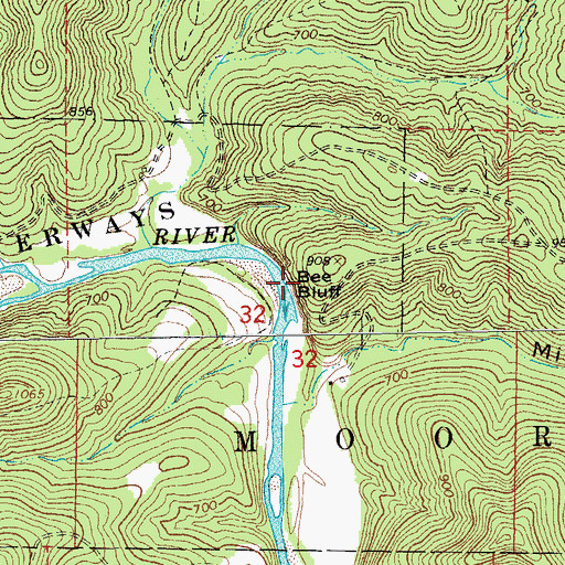 Topographic Map of Bee Bluff, MO