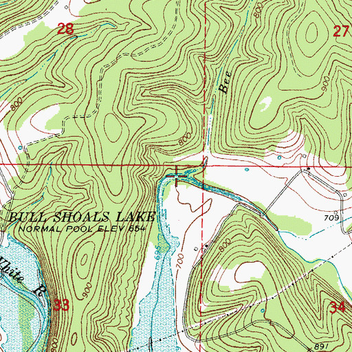 Topographic Map of Bee Branch, MO