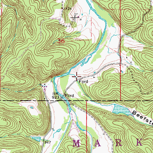 Topographic Map of Beefsteak Hollow, MO