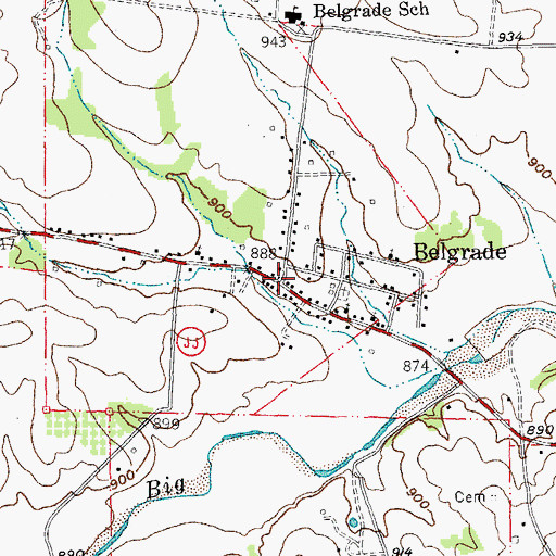 Topographic Map of Belgrade, MO