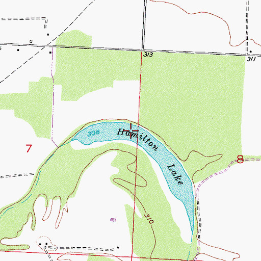 Topographic Map of Hamilton Lake, AR