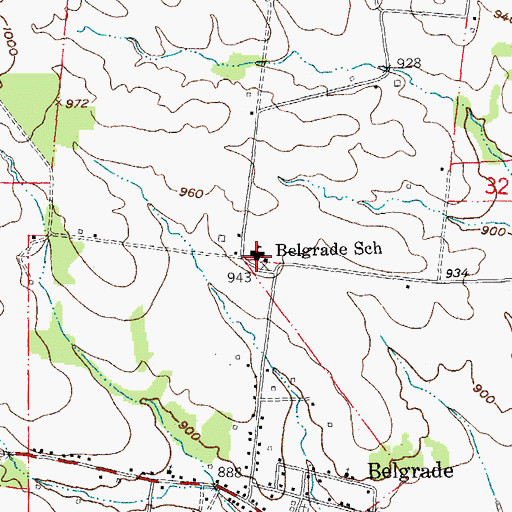 Topographic Map of Belgrade School, MO
