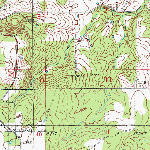Topographic Map of Bell School, MO