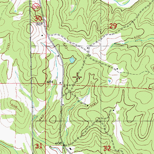 Topographic Map of Bellview West School, MO